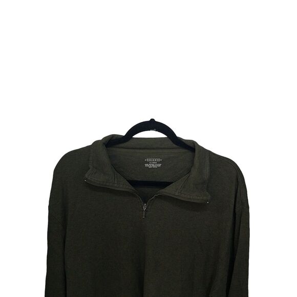 Consensus Mens Sz XL Green Solid Long Sleeve Collared Sweatshirt - Picture 3 of 10